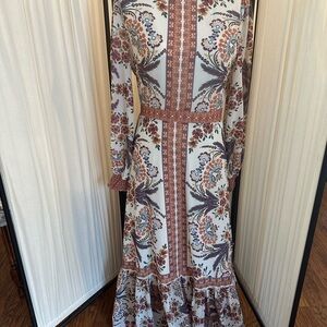 Flying Tomato Brown and Cream Ruffled Tiered Gown